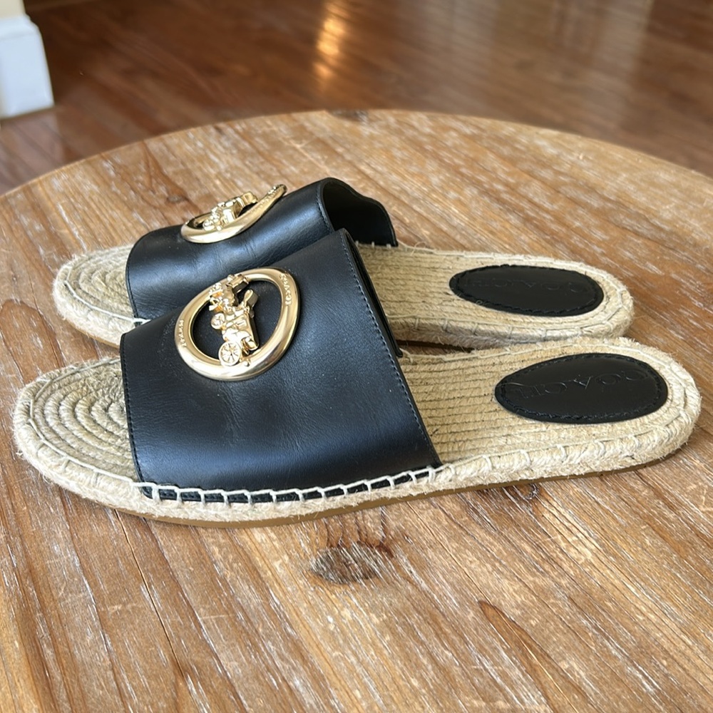 Coach Corey Black Slides with Gold Detail - Picture 7 of 17